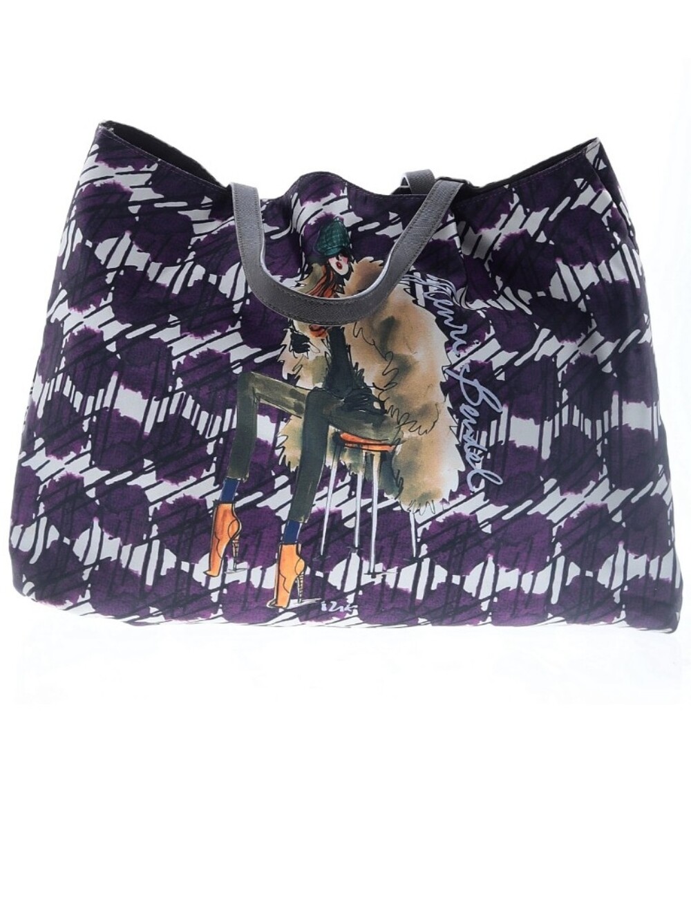 Henri Bendel NYC Fashion Illustration Purple Graphic Tote Shopper Bag - Picture 14 of 16